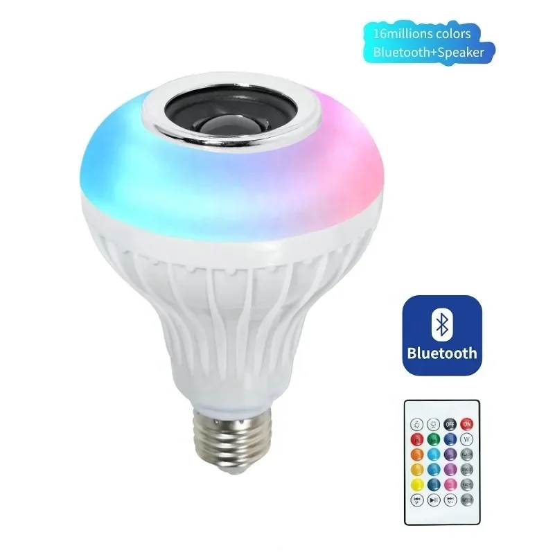 RGB E27 Music RGB Color Changing Light Bulb Bluetooth Speaker Multicolor Decorative Bulb with Remote Control for Party Home