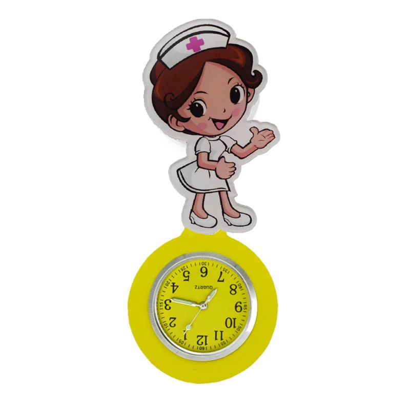 Warm welcome polite cartoon nurse doctor women ladies female pocket watches hospital Stretchable hang badge medical gift watch