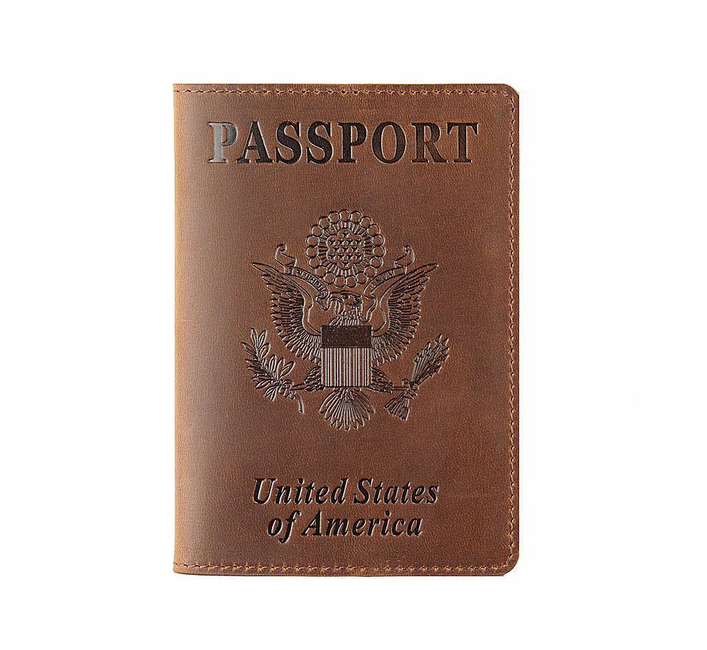 Wholesale Personalized Leather Case Documents Organizer Protector Vintage Business Genuine Leather Covers for Passports Travel