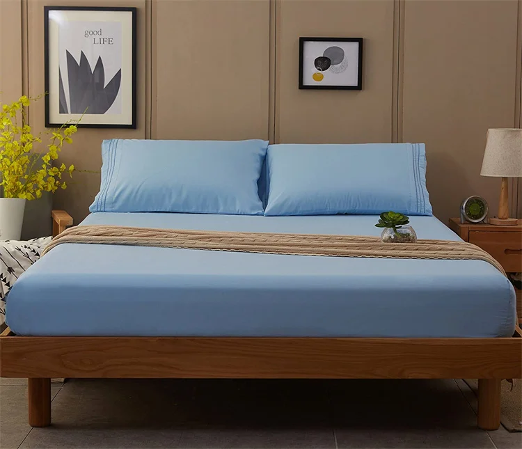 Готово к отправке плотная ткань сплошной цвет 4 в 1 шт. кровать простыни постельное белье