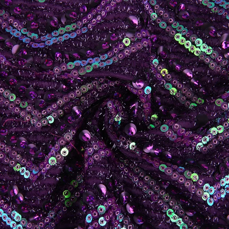 New style purple sequin knit spangles embroidered chinese embroidery fabrics