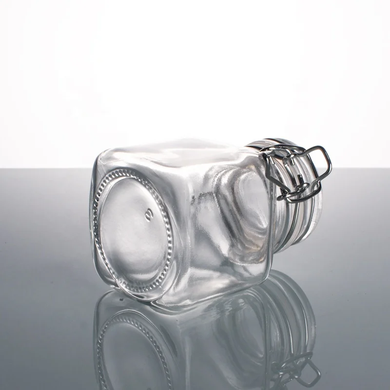 Ru Star Sealed Square Clear 100ml 250ml Glass Storage Jar With Airtight Lid for Coffee Bean Oatmeal