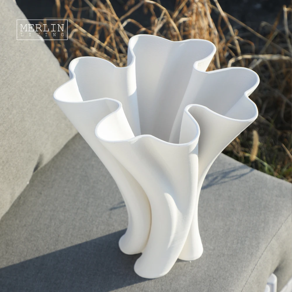 Merlin Living 3D Printing Vase White Vase Outdoor Roll Bouquet Wedding Vase For Chaozhou Ceramic Factory Wholesale Custom OEMODM