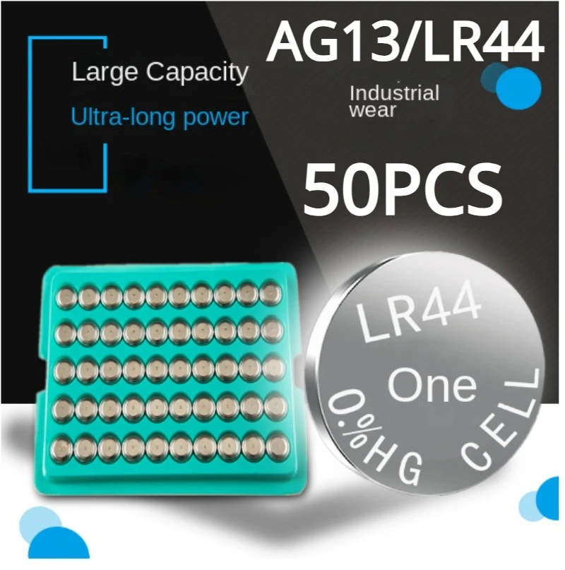 Original 50pcs AG13 1.55V watch battery button cell LR44 battery 357 SR44 alkaline button cell