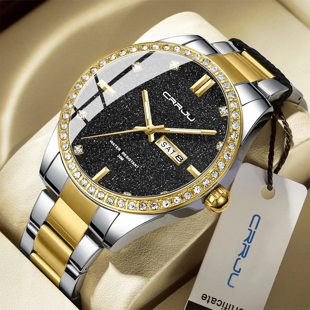 high quality OEM ODM private label 316L stainless steel  bands  moissanite diamond  star dust watch for men