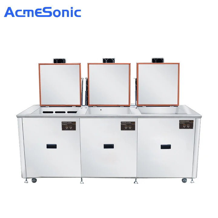3Large tank industrial ultrasonic cleaner for oil and grease removal of engines gears tools machine with drying