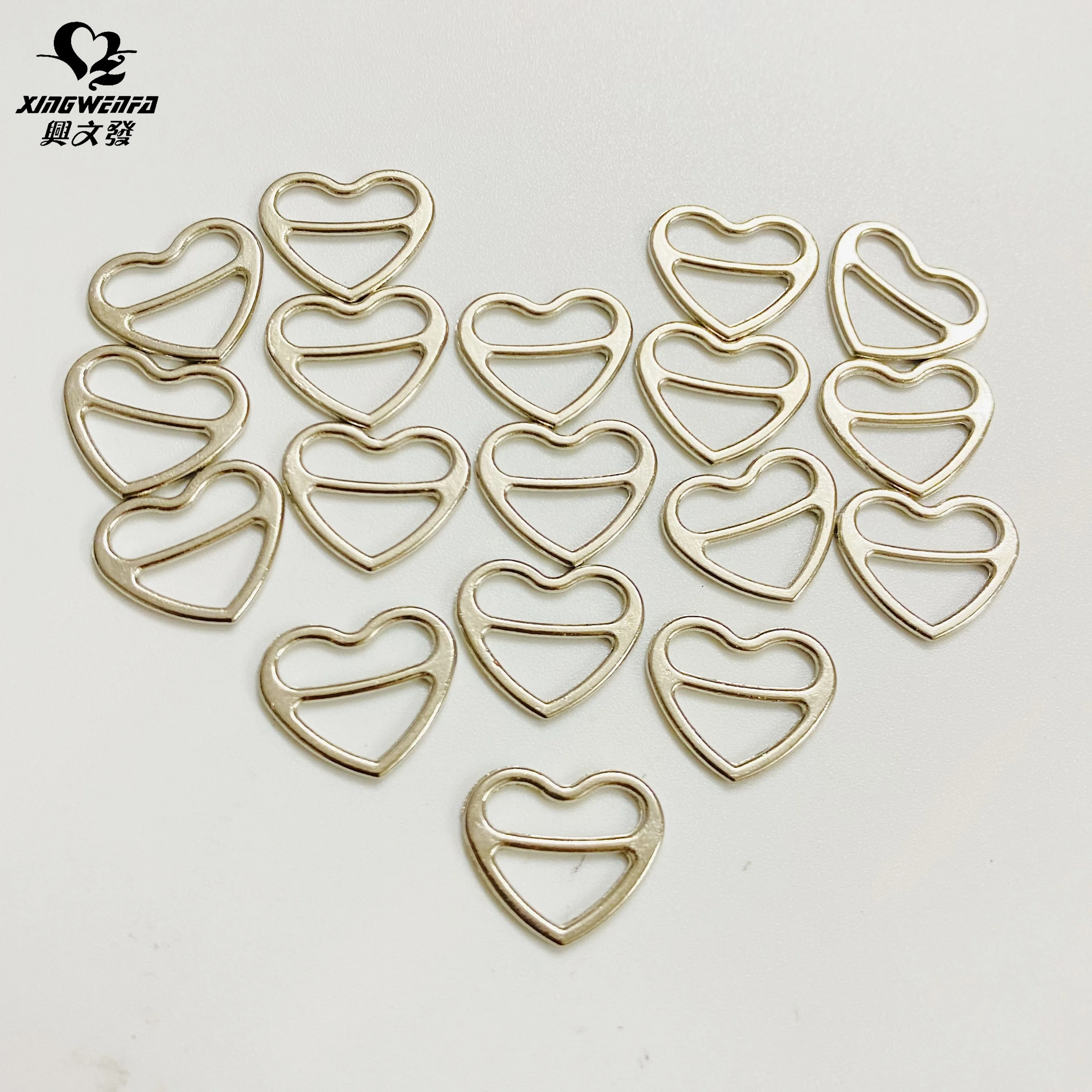 10mm 12mm swimwear buckle bra strap metal heart shape adjuster ring zinc alloy silver heart slider