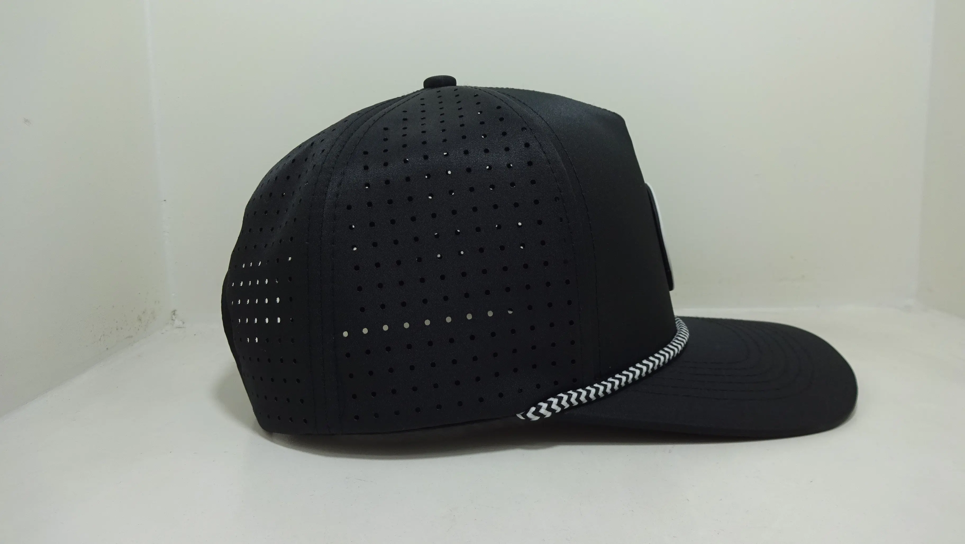 Custom PVC Rubber Logo Baseball Caps With Laser Cut High Quality 5 Panel Sport Golf Hats with Rope Men Waterproof Hats DOM107