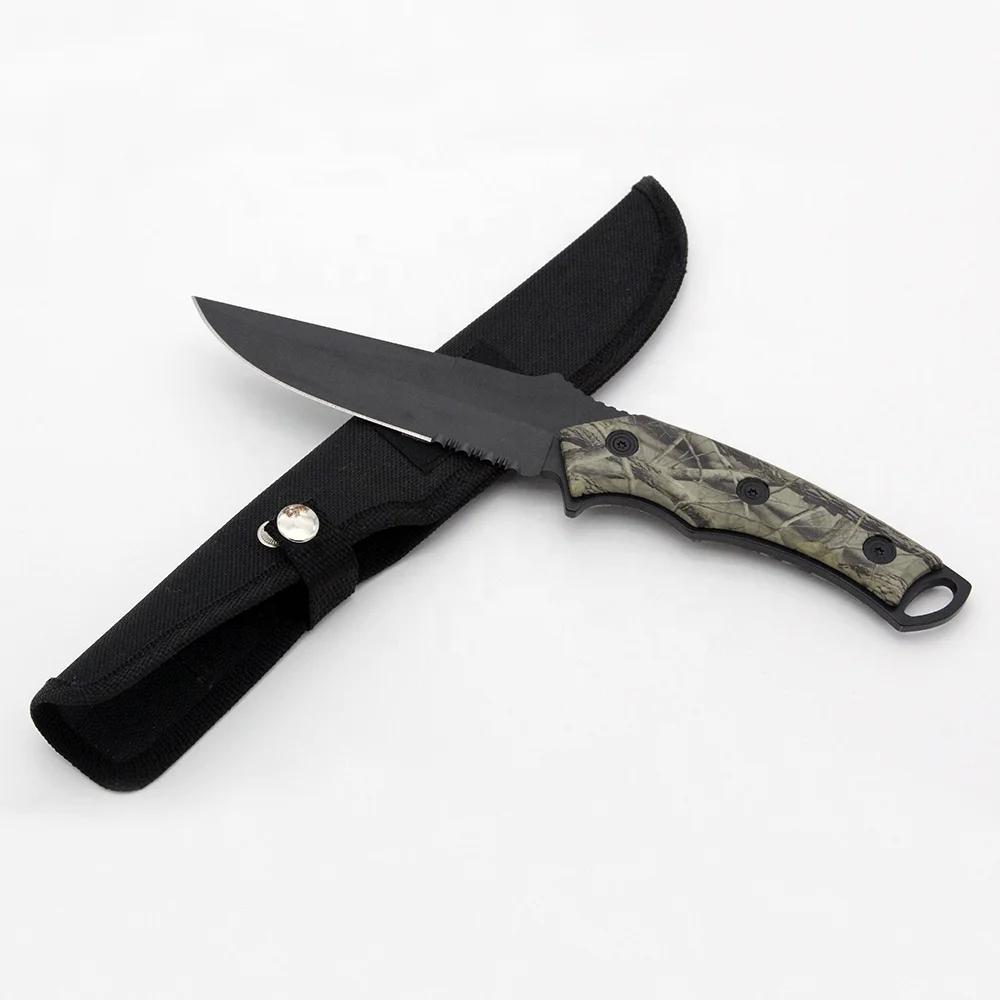 Wholesale Color Wood Handle Outdoor Camping Survival Fixed Blade Hunting Knife With Nylon Bag