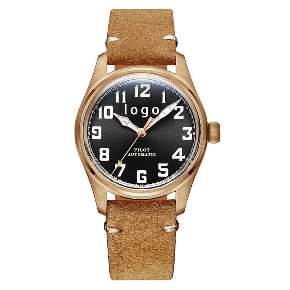 CuSn8 Бронзовые Ретро Мужские часы 200 м водонепроницаемые античные автоматические механические с сапфировым стеклом