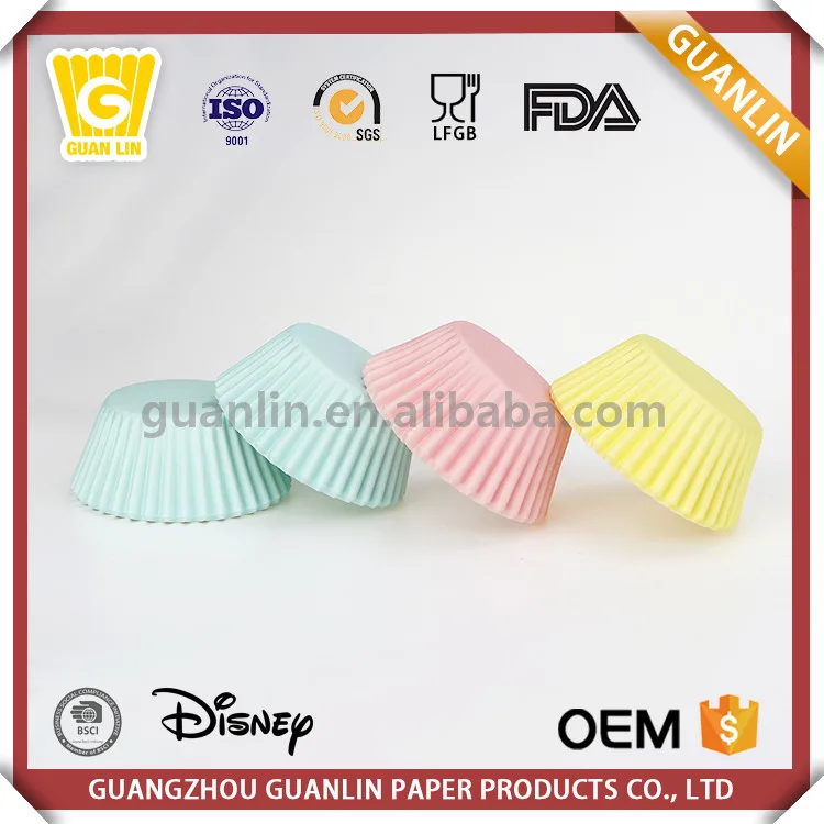 Modern Style Eco-Friendly Colorful 40-60gsm Greaseproof Paper Cup Cake Wrappers
