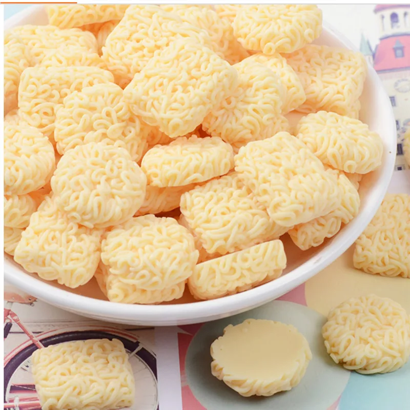 Cute Resin Instant Noodles Square Shape Round Shape Resin Ramen Noodle Slime Charms Cabochons Kawaii Noodles Food