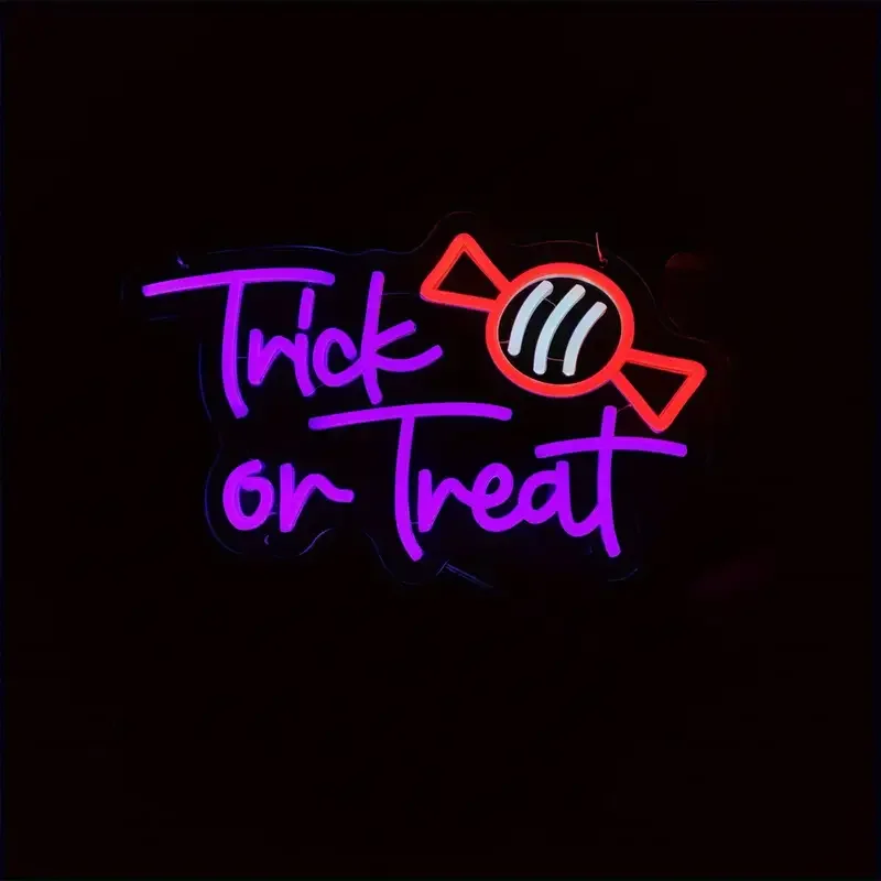 Adjustable LED Neon Lights Festive Halloween Decor Trick Treat Wall Art Home Bars Salons Cafes Porches Front Doors USB Powered