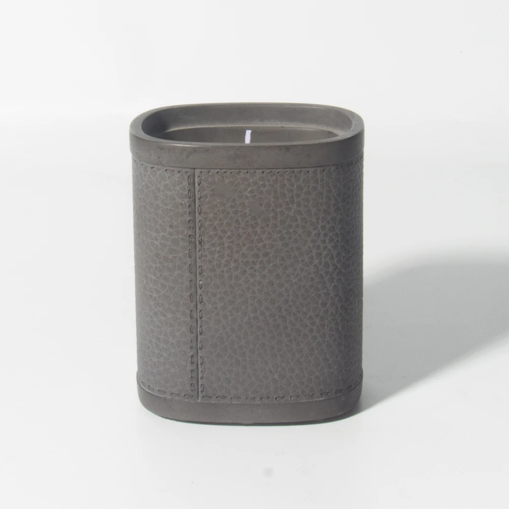 Luxury Leather Empty Effect Concrete Wholesale Candle Jars Candle Vessels Container Home Decor for Easter Silk Screen Printing