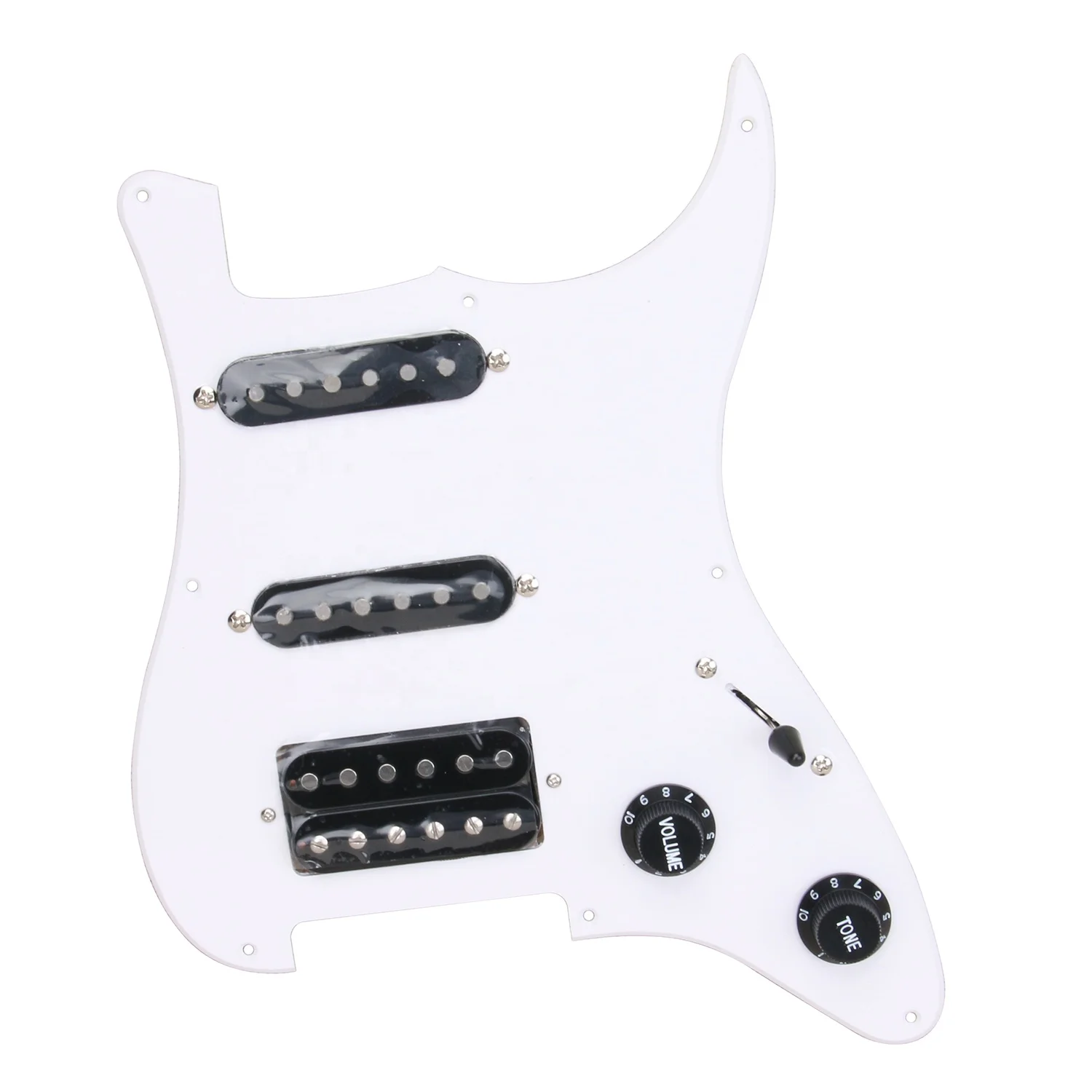 Customize High-end ST Electric guitar 3-Ply White Loaded  Prewired Pickguard SSH Pickguard With Alnico 5 Pickups For Wholesale