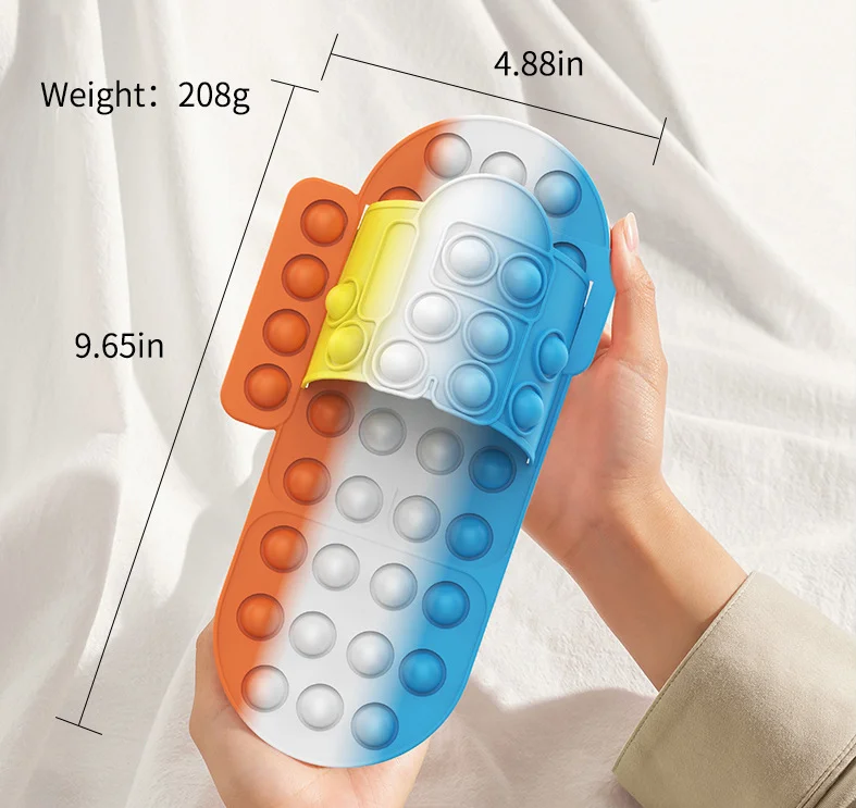 Amazon Hot Sale New Creative Peculiar Silicone  Push Bubble Poping Pop Stress Relief Slippers For Kids And Adult