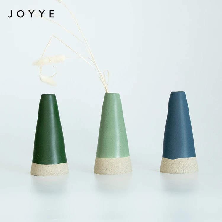 Nordic Style Hotel Modern Decoration Hand Crafts Natural Clay Ceramic Table Hydroponic Vase Set