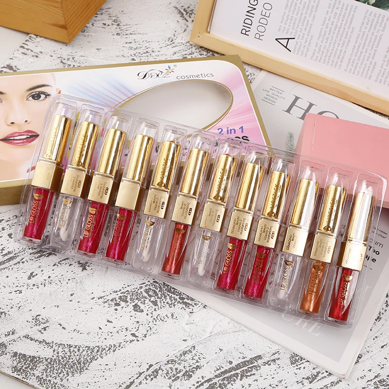 
Фирменная упаковка, двойной блеск для губ и помада с гладким использованием прочного блеска для губ и помады 