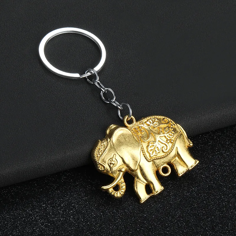 Thailand Elephant Keychain baby elephant 3d metal key chains Retro mini alloy animal keyring Travel gifts Thai elephant keychain
