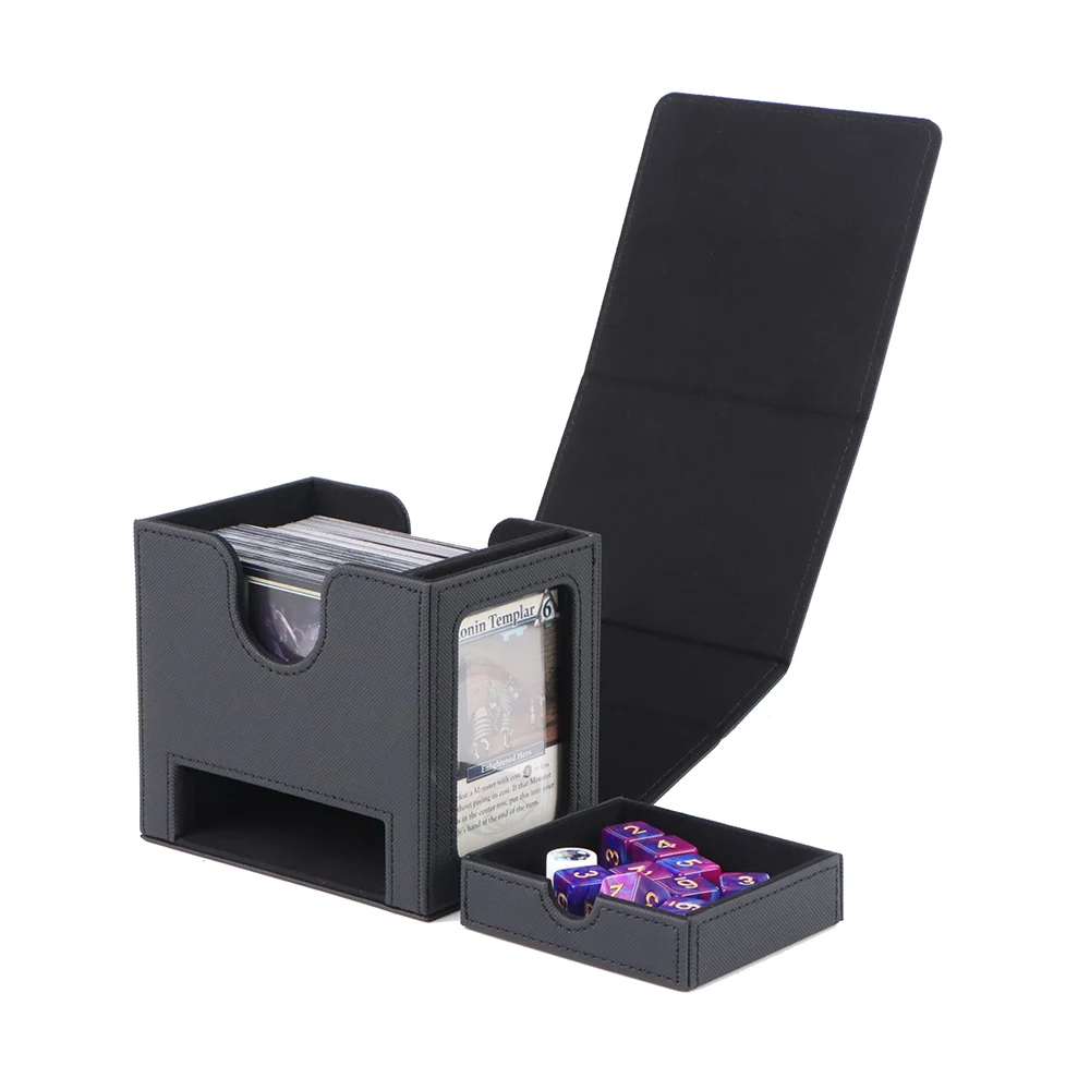 Custom Logo Pu Leather Deck Box Yugioh Trading Card Game with Acrylic Card Holder  Leather Deck Box