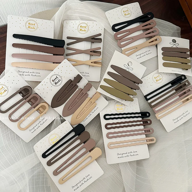 4pcs/set Metal Duckbill Hairpin Melting Vintage Nude Color No Bend Hair Clips For Woman Girls Makeup Salon Hair Accessories