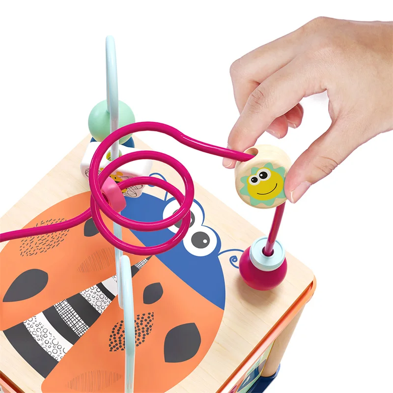 Topbright Multifunctional Four-sided Treasure Box Shape Recognition Matching Round Beads Cube Children Toys Bead Maze Toys