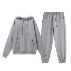 Street Casual Wear 2 Piece Sweatsuit Jogger Sets Custom Logo 100% Cotton Mens Tracksuit Gym Suits Set