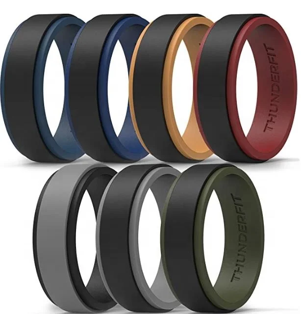 New Design Double Layer Silicone Rings Men Wedding Bands Durable and Flexible Silicone Wedding Rings
