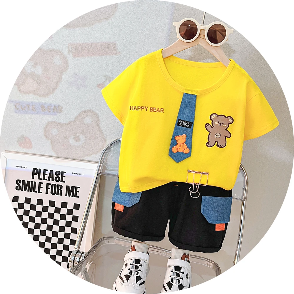 2023 summer new collection baby boys kids dress T-shirt Jeans Yiwu Guangzhou low price quality Children 1-5 years old