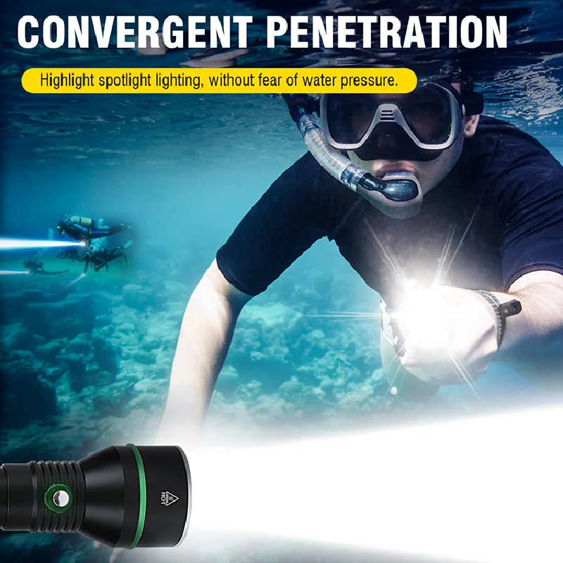 Cross-border professional diving flashlight underwater 5000 lumens 110 meters long distance LED outdoor flashlight