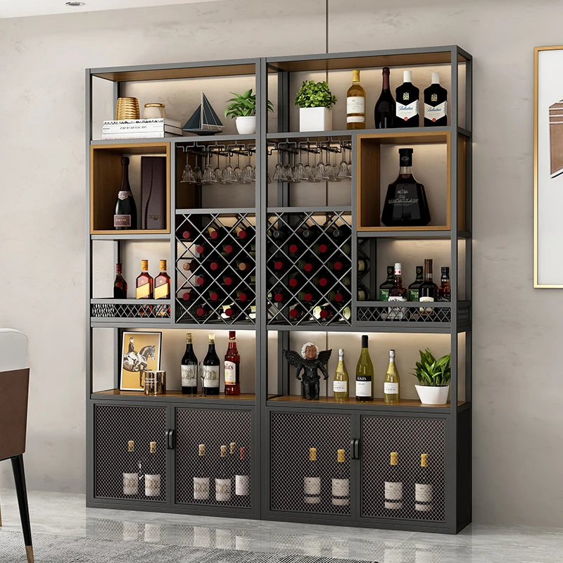 New Chinese style floor wine rack winery restaurant bar wine cabinet wine glass storage rack display cabinet