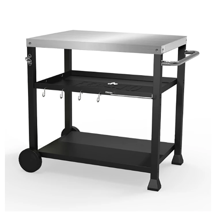 Outdoor Bbq Grill Dining Cart 6 Inch PE Wheel Stainless Steel Trolley Movable Dining Cart