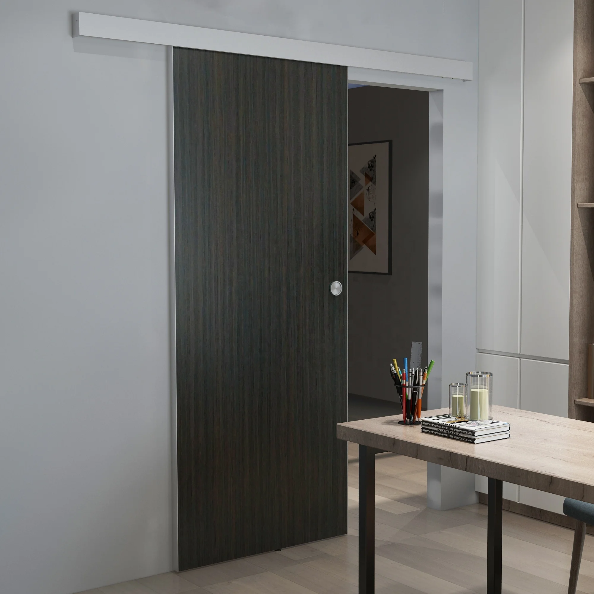MDF PVC sliding barn door panel PVC sliding door  PVC barn door