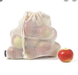 Reusable Grocery Cotton String Shopping Bags Produce Fruit Vegetable Storage Net Bags Cotton Mesh Bag