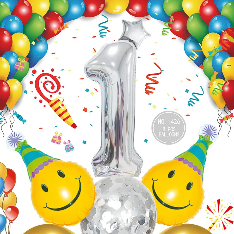 
Wholesale new 18 inch latex foil number silver balloons decoration for kids birthday balloons 