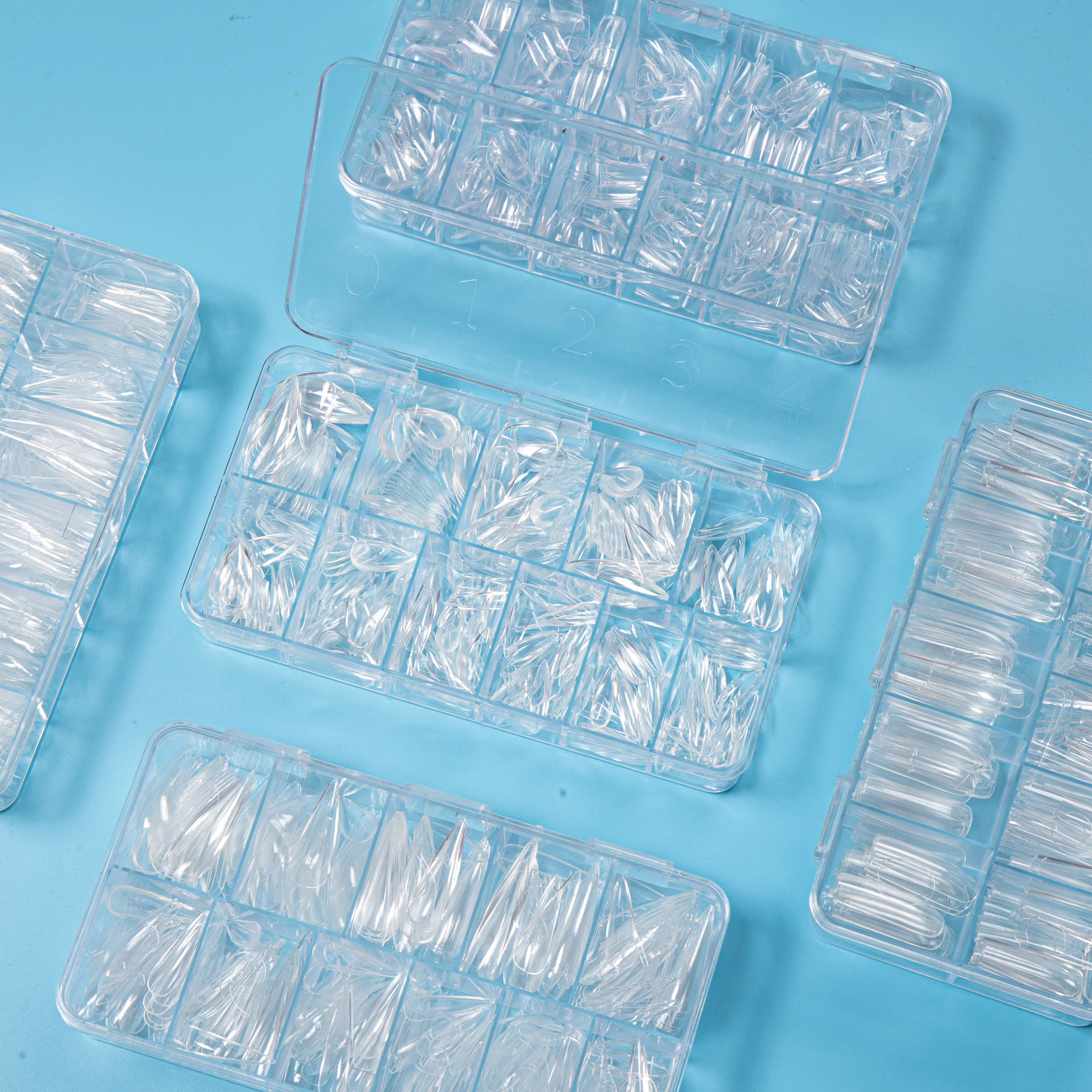 Nail supplies 250 PCS/box Transparent  Coffin Square Nail Tips False Nails French Artificial Fingernails Half  Plastic Art Tips