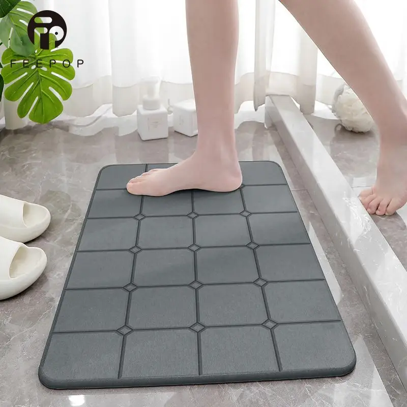 Ultra Fast Drying Earthstone Bath Mat Anti Slip Floor Mat for Bathroom