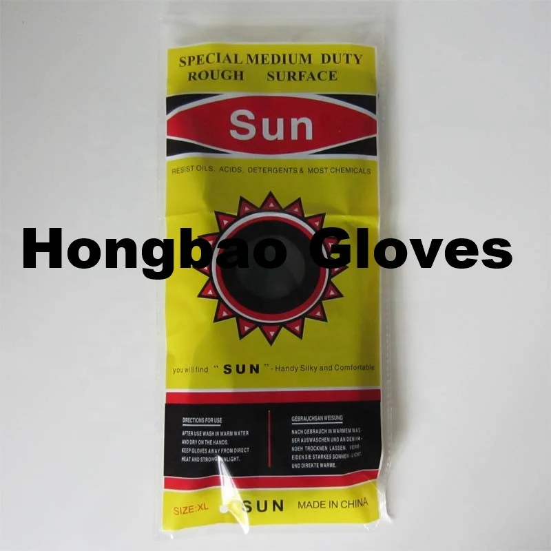 60g black outside and orange inside soft cotton lined latex gloves latex black