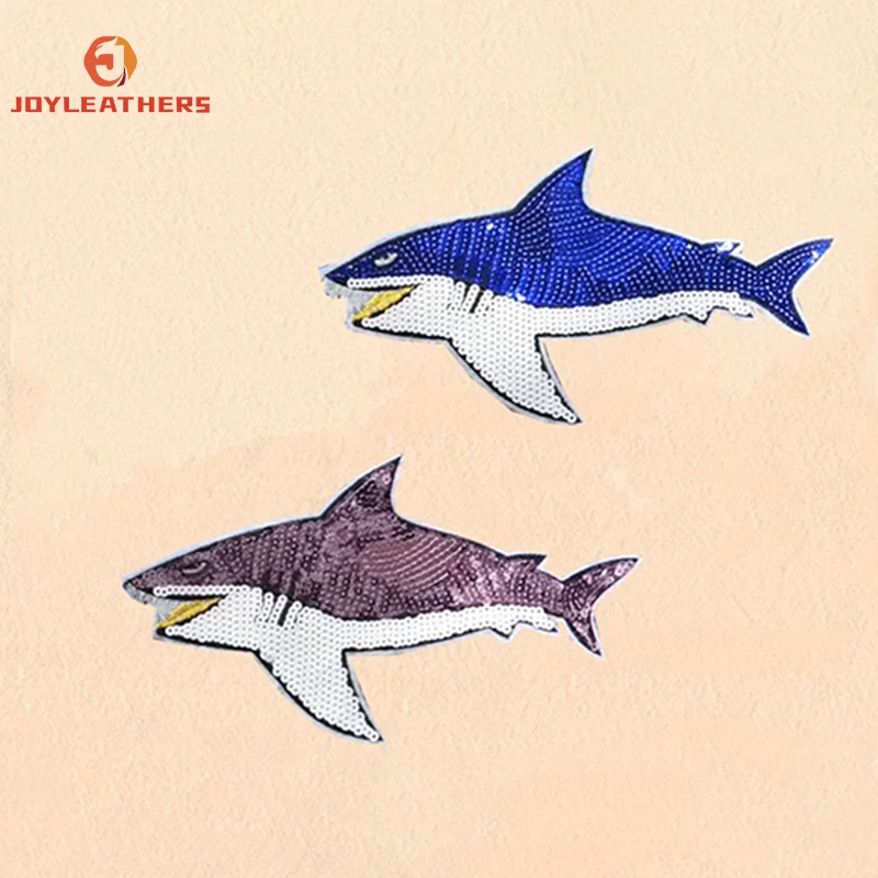 Shark Sequins Stickers Cartoon Animal Cheer Mom 3D Sequin Patch Santa Chenille Patches for Clothing OEM Model Number