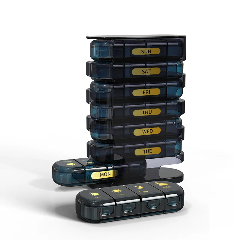 large 28 compartment 4 times stackable small pills box 28 slot 7 days organiser medicinebox 7 days plastic pill boxes 7days