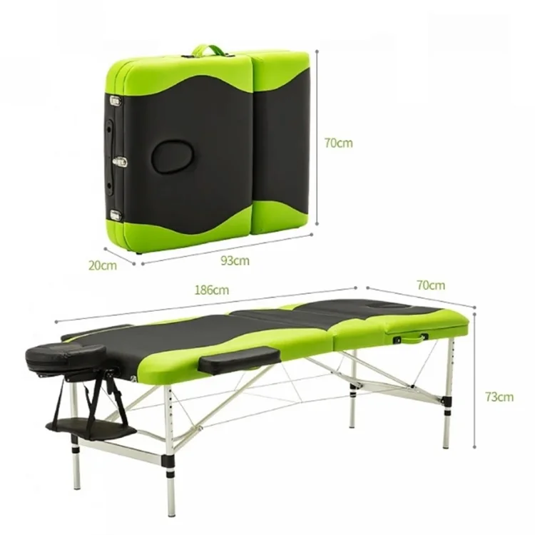 Modern Black green Aluminum Beauty Spa Table for Tattoo and Massage Portable Collapsible Salon Furniture Factory Direct