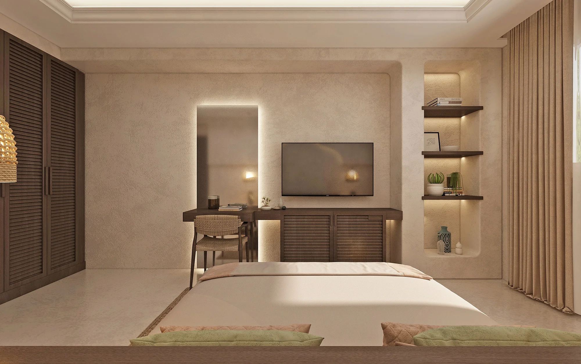 Custom Made Luxury Wooden TV Cabinet With Storage Standard Hotel Bedroom Living Room Furniture