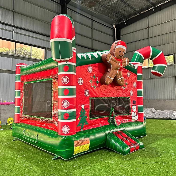 Party rental inflatable bouncy castle Gingerbread man inflatable Christmas Santa Claus jump bounce house for kids
