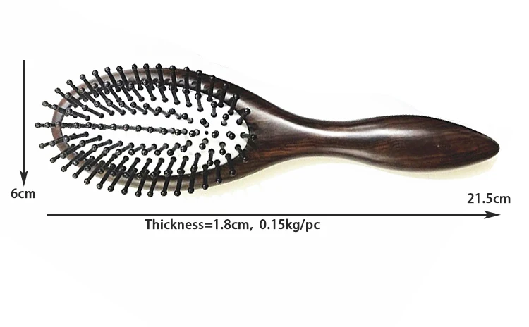 Antique luxury ebony airbag  health care massage carvings handle hair brush with custom private label