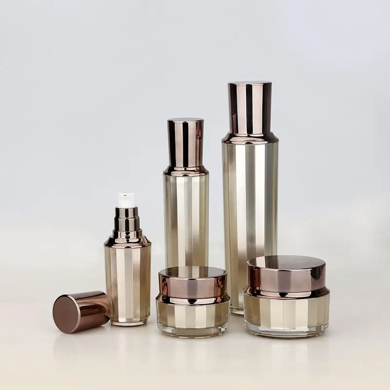 Factory Price Acrylic Lotion Luxury White Serum Matte Pp Silver Pump Airless Jar Airless Pump Bottle