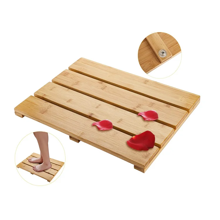 Hot Selling Bath Shower Mat Teak Wood Luxury Spa Solid Indoor / Outdoor Inside Or On The Bathroom Bath Mat