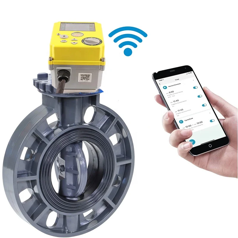 Remote WIFI Smart Water Valve Electric Actuator Smart Valve Closure , Water Automatic Ball Valve Timer, App iOS/Android