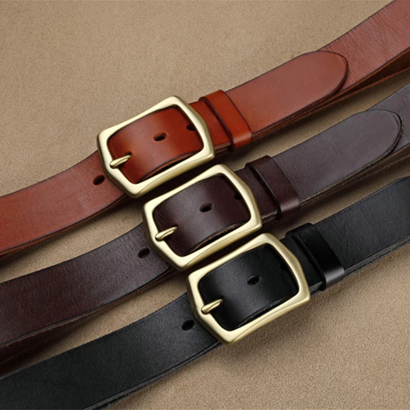 Free Engraving Luxury Branded Blank Belt Buckle Mens Designer 100% Genuine Leather Vintage Business Belts