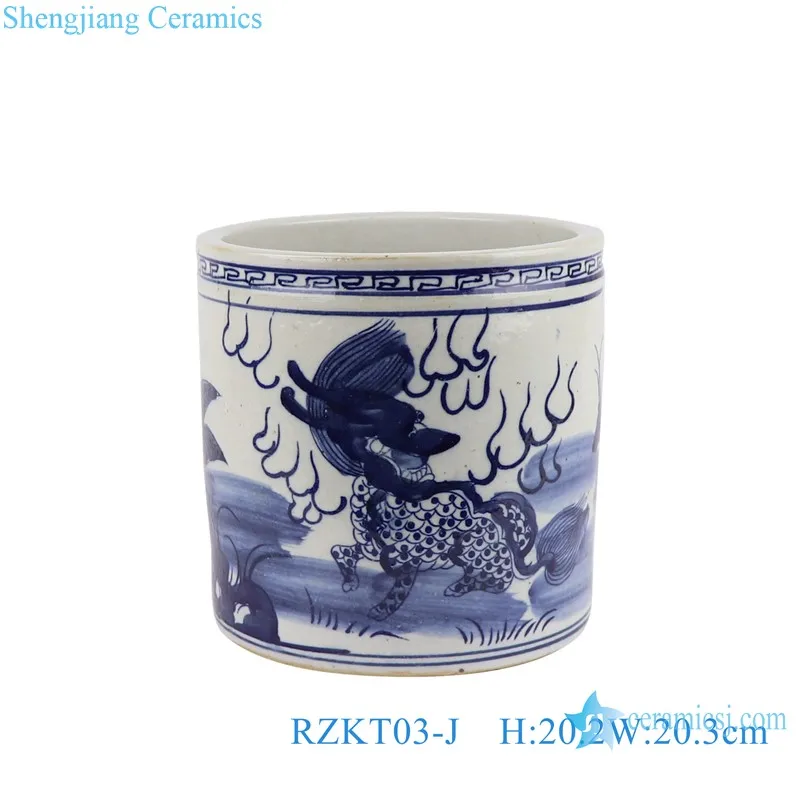 RZKT03-D Blue and white Chinese landscape floral ceramic cheap vase brush pot