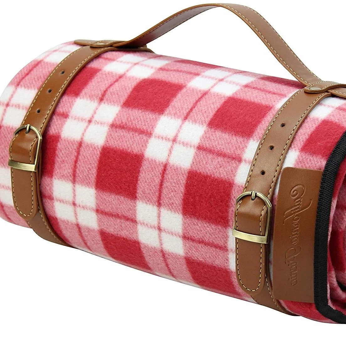 Extra Large Picnic Blanket,Soft Fleece Thick Beach Mat with PU Carrier and Waterproof Backing, Family Outdoor Travel Camping Rug